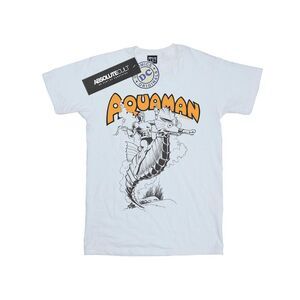 DC Comics Boys Aquaman Mono Action Pose T-Shirt / White